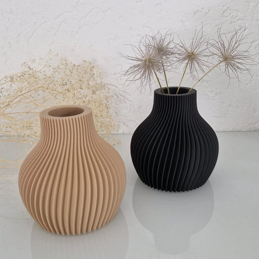 Stilvolle Deko Vase in Rillenoptik TK-Welt
